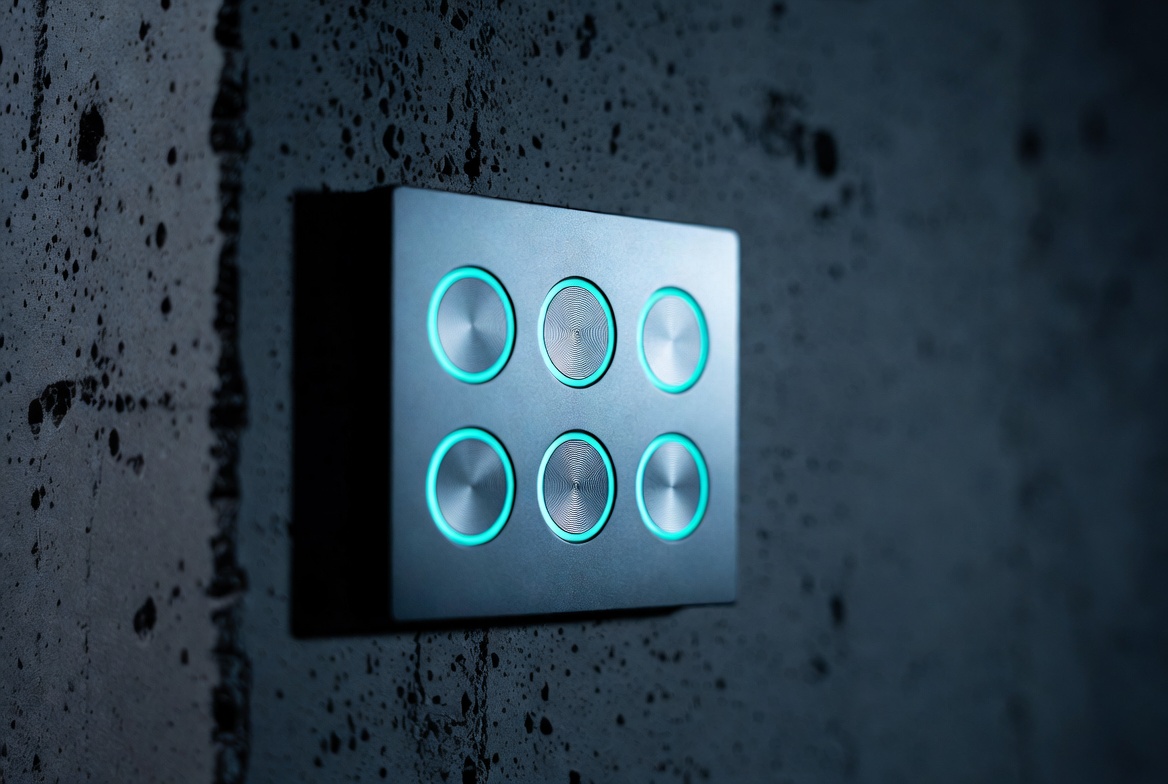 Square keypad on concrete