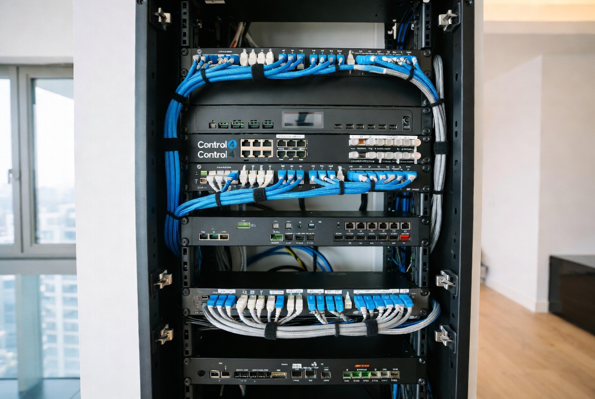 Actual Control4 rack installed in Hong Kong high-rise